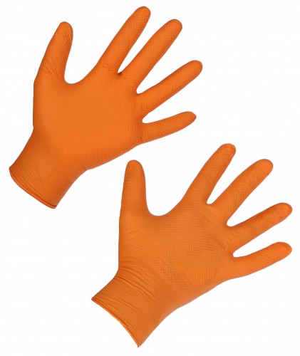 Nitril Einmalhandschuh X-Grip, 8 mil, 240mm, orange | 50 Stk.